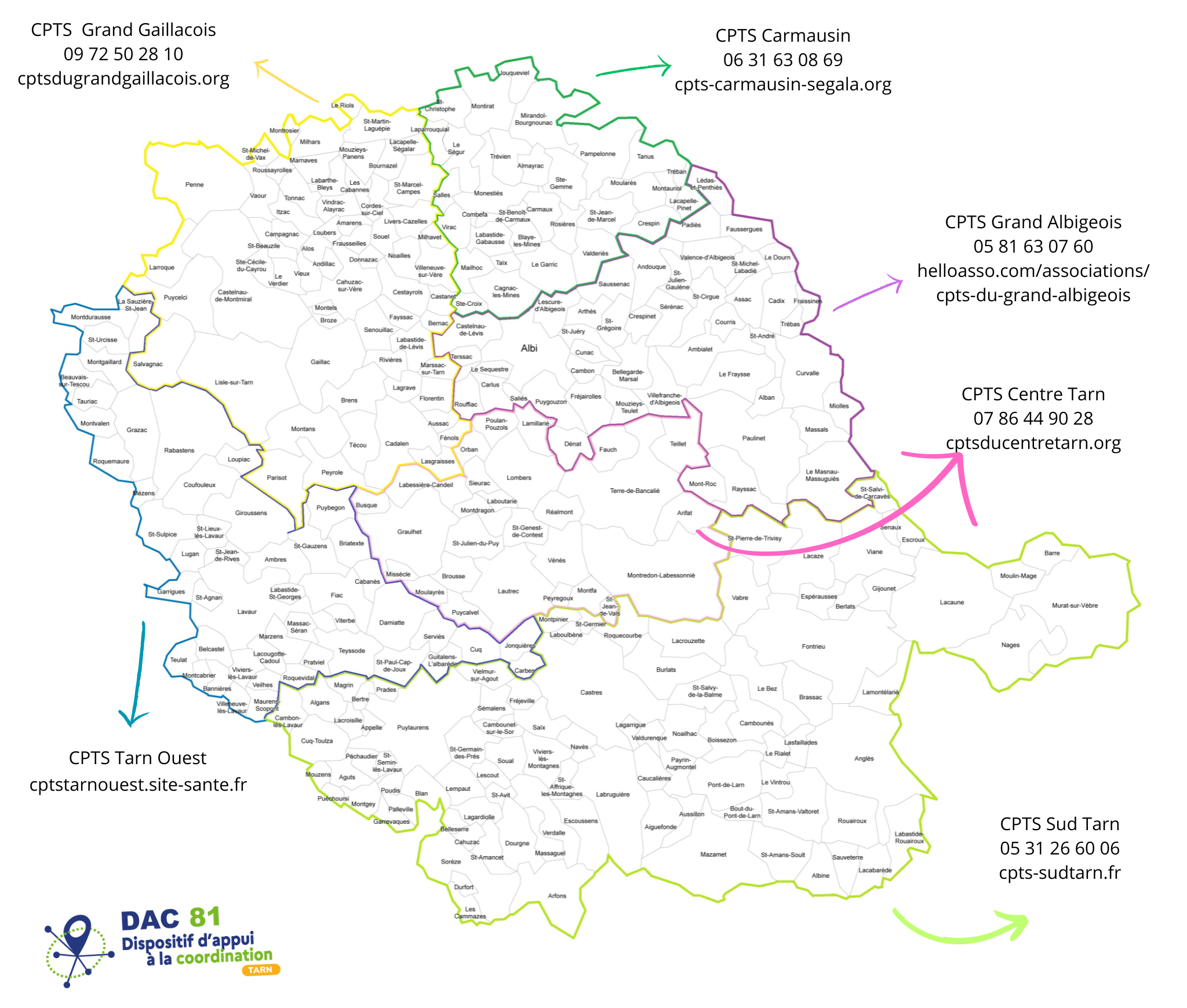 Carte régionale des CPTS du Tarn